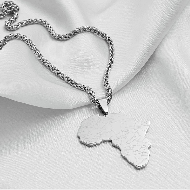 Africa Map Necklace With Flag Symbols