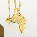 Africa Map with Main Rivers Pendant Necklace