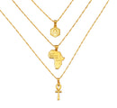 DEALS: Set of 3 - Initials / Africa map / Ankh Cross Necklaces