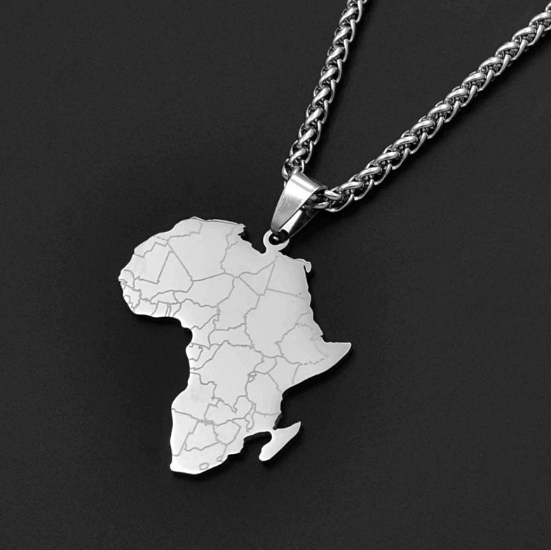 Stainless Steel Africa Map Necklace with Madagascar