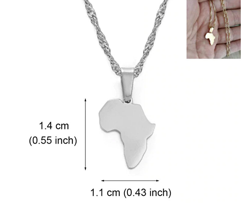 18K gold-plated Africa map Mini pendant necklace / charmed jewelry gift / stainless steel Africa map necklace for Men and Women