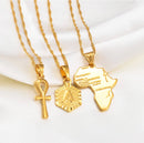 DEALS: Set of 3 - Initials / Africa map / Ankh Cross Necklaces