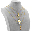 DEALS: Set of 3 - Initials / Africa map / Ankh Cross Necklaces