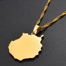 Gran Canaria Island Map Pendant Necklace