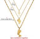DEALS: Set of 3 - Africa Map / Ankh / Nefertiti Necklaces