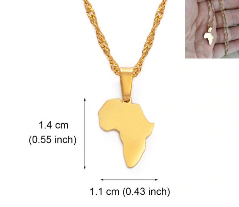 18K gold-plated Africa map Mini pendant necklace / charmed jewelry gift / stainless steel Africa map necklace for Men and Women