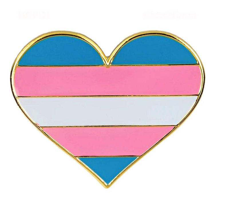 Transgender Pride Flag Lapel Pin / LGBTQIA transgender heart shaped enamel pins / heart lapel pins
