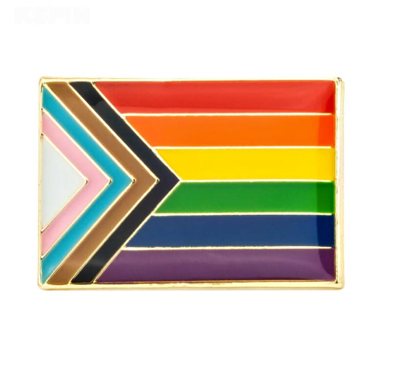 Progress pride flag Lapel Pin / LGBTQIA progress rainbow pride flag enamel pin