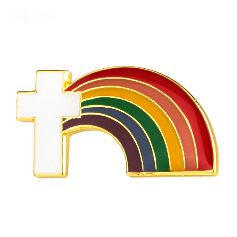 LGBTQIA+ Cross Rainbow Pride Flag Lapel Pin / Christian and gay enamel pin / rainbow brooches / Genderqueer Pansexual Bisexual Lesbian