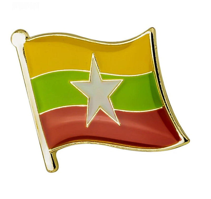Myanmar Flag Lapel clothes / country flag Badge / Myanmar Burma national flag Brooch / Myanmar National Flag Lapel Pin / Myanmar enamel pins