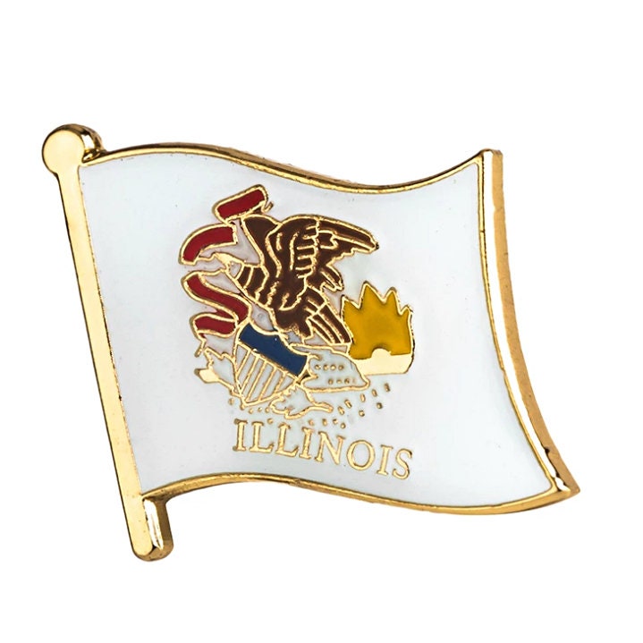 Illinois State flag lapel pin / USA Illinois flag clothes brooch / enamel pins / Illinois flag Badge / Illinois pin