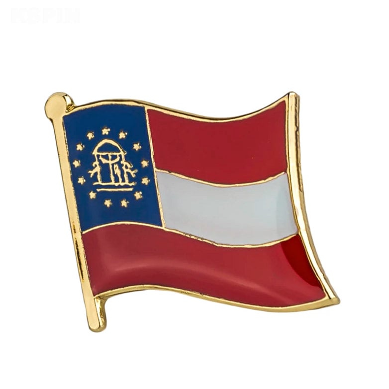 Georgia State flag lapel pin / USA Georgia flag clothes brooch / enamel pins / Georgia flag Badge / Georgia pin