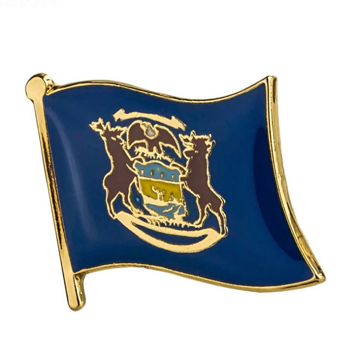 Michigan State flag lapel pin / USA Michigan flag clothes brooch / enamel pins / Michigan flag Badge / Michigan pin