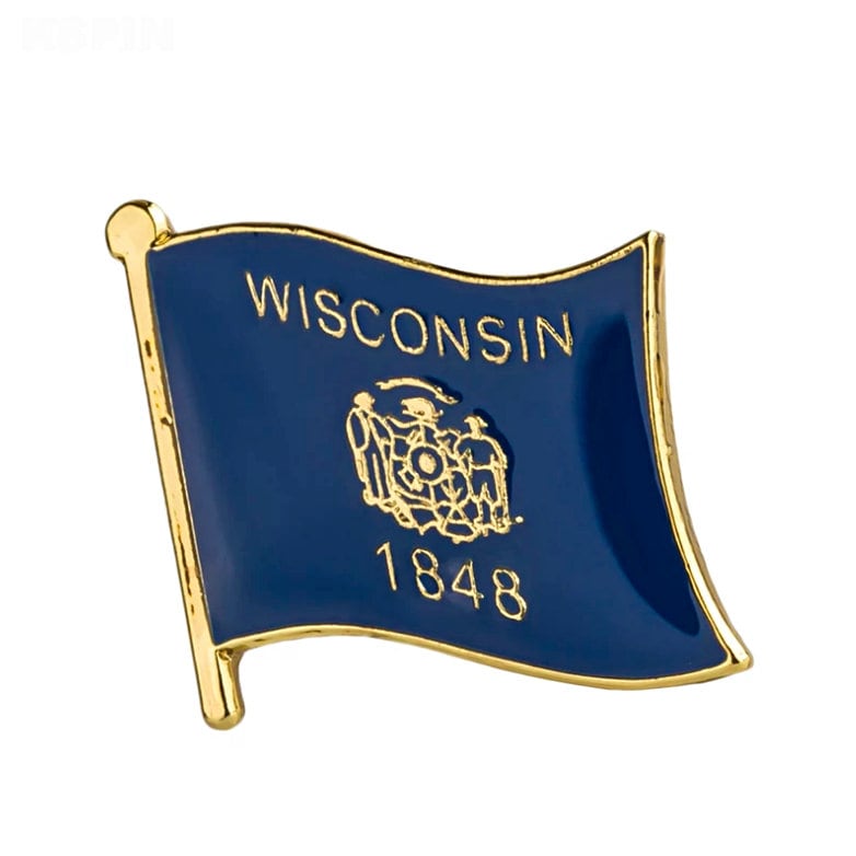 Wisconsin State flag lapel pin / USA Wisconsin flag clothes brooch / enamel pins / Wisconsin flag Badge / Wisconsin pin