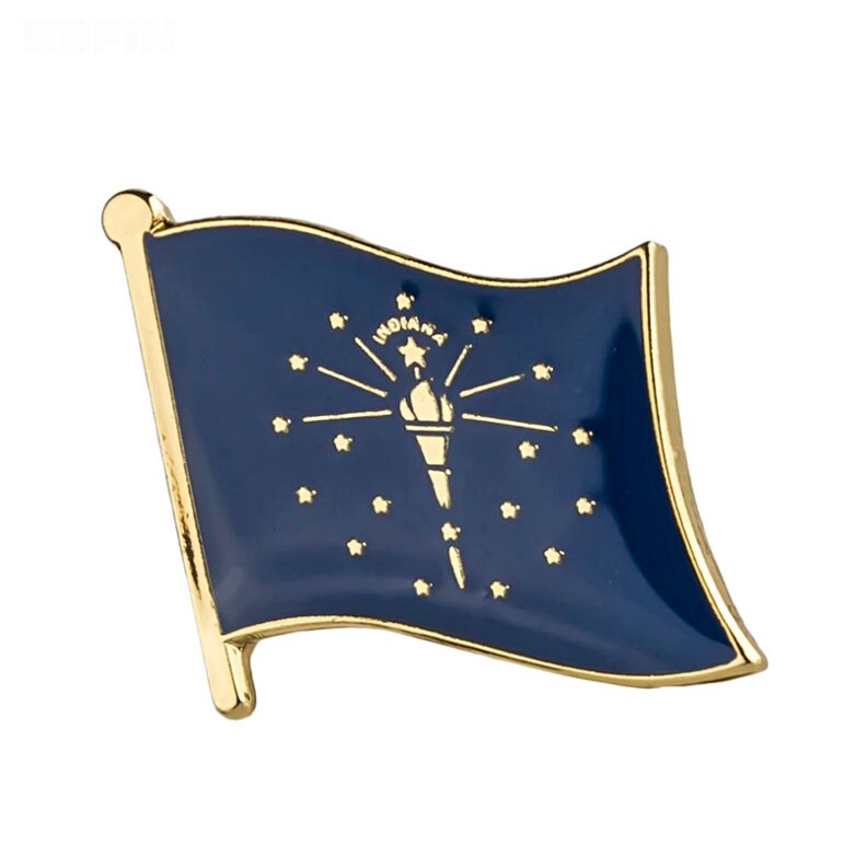 Indiana State flag lapel pin / USA Indiana flag clothes brooch / Indiana enamel pins / Indiana flag Badge / Indiana pin