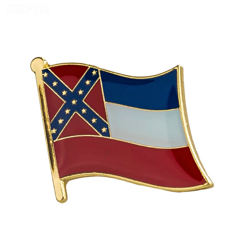 Mississippi State flag lapel pin / USA Mississippi flag clothes brooch / Mississippi enamel pins / Mississippi flag Badge / Mississippi pin