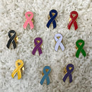 Ribbon Cancer Awareness Lapel Pin / Colon, Breast, Lung, Liver, Uterine, Aids, Pancreatic, Prostate, Bone, Sarcoma, Testicular badge pins