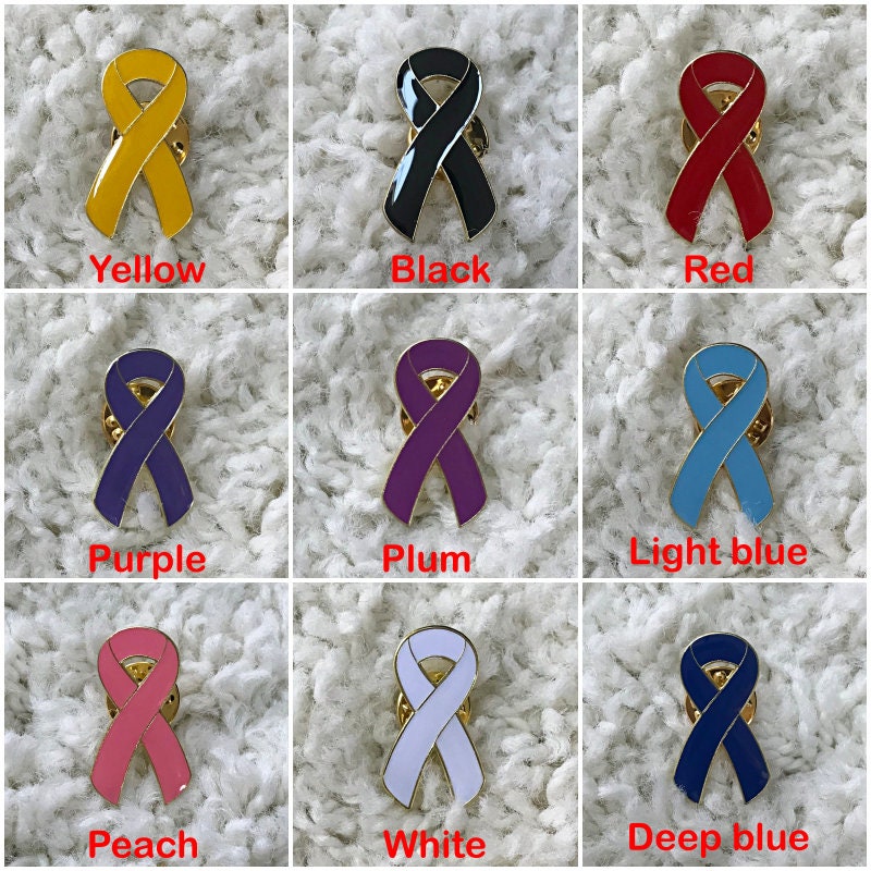 Ribbon Cancer Awareness Lapel Pin / Colon, Breast, Lung, Liver, Uterine, Aids, Pancreatic, Prostate, Bone, Sarcoma, Testicular badge pins