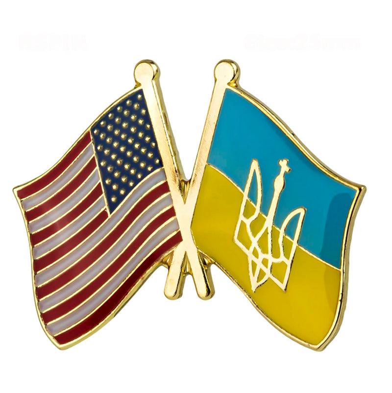 Ukraine & USA friendship Flag Lapel pin / country flag Badge / Ukrainian American flag Brooch / United States Ukraine enamel pin