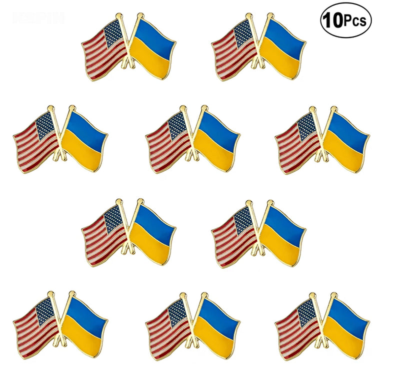 Ukraine & USA friendship Flag Lapel pin / country flag Badge / Ukrainian American flag Brooch / United States Ukraine enamel pin