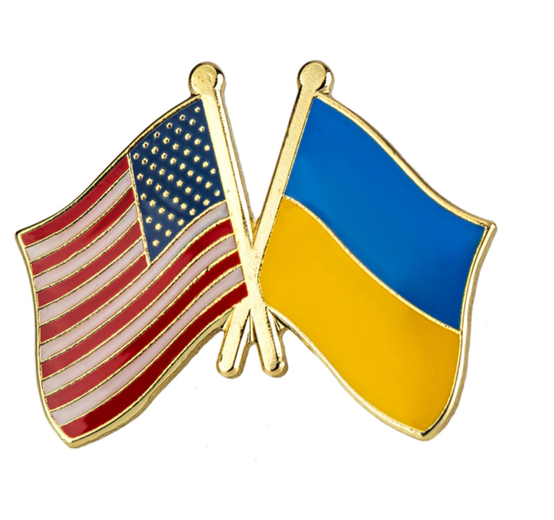 Ukraine & USA friendship Flag Lapel pin / country flag Badge / Ukrainian American flag Brooch / United States Ukraine enamel pin