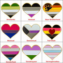 LGBTQIA Gay flag pride heart lapel pins / Transgender Asexual Polysexual Intersex Genderqueer Genderfluid Lesbian Straight ally polyamorous