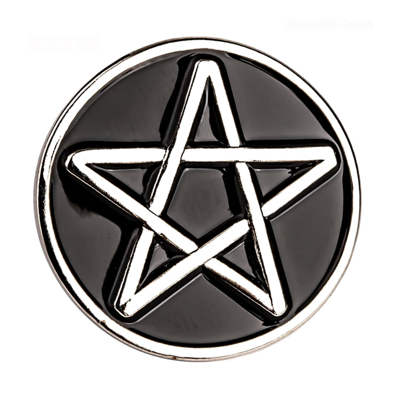Pentagram Lapel pin / Pentagram clothes pin / Pentagram Badge / Pentagram Brooch / Pentagram enamel pin / Black Pentagram pin