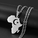 18K gold-plated Africa map necklace / Islamic symbols Moon and star Africa map necklace / Silver Africa map necklace for Men and Women
