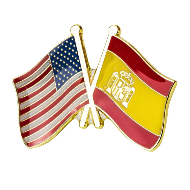 Spain & USA friendship Flag Lapel pin / country flag Badge / Spanish American flag Brooch / United States Spain enamel pin