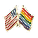 USA & LGBTQIA+ rainbow friendship Flag Lapel pin / country flag Badge / American Gay pride flag Brooch / United States rainbow enamel pin