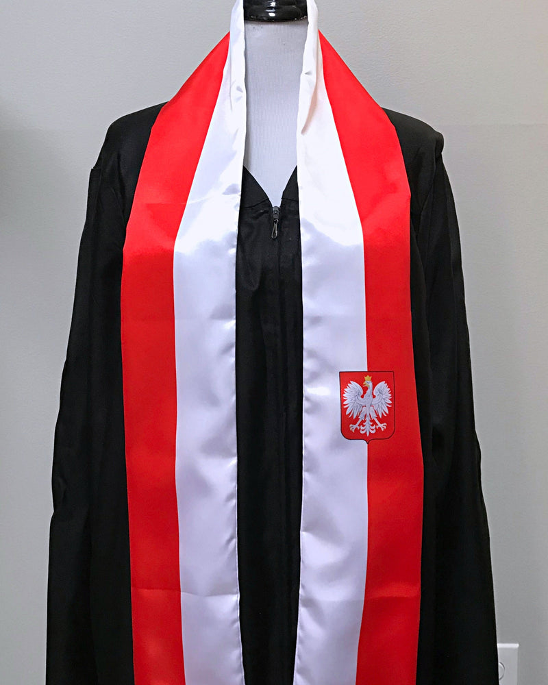 DOUBLE SIDED Poland flag Graduation stole / Poland flag graduation sash / Polish International Student Abroad / Poland flag scarf