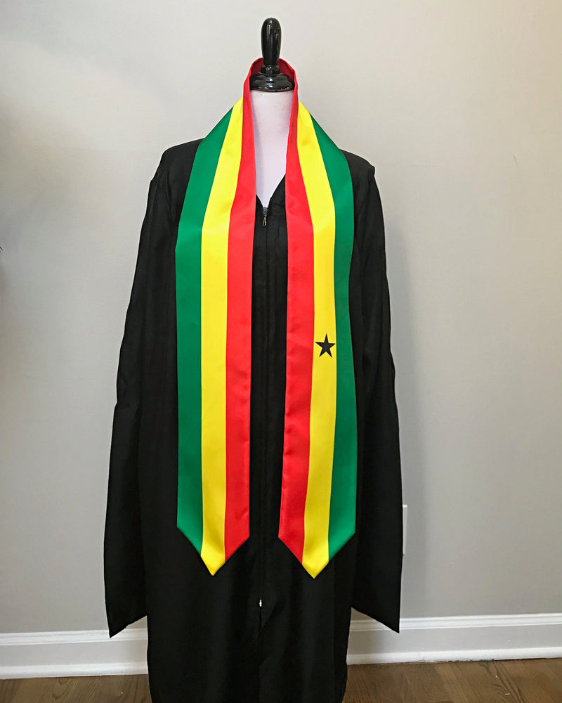 DOUBLE SIDED Ghana flag Graduation stole / Ghana flag graduation sash / Ghanian International Student Abroad / Ghana flag scarf