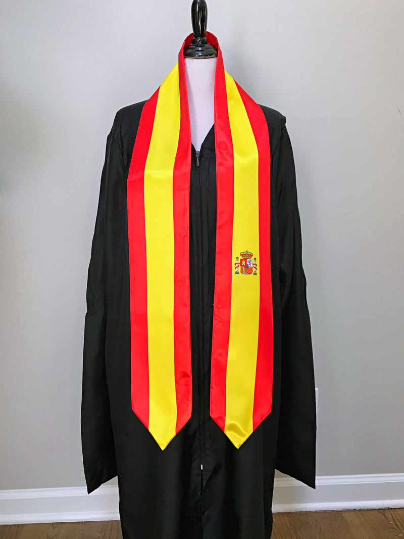 DOUBLE SIDED Spain flag Graduation stole / Spain flag graduation sash / Spanish International Student Abroad / Spain flag scarf