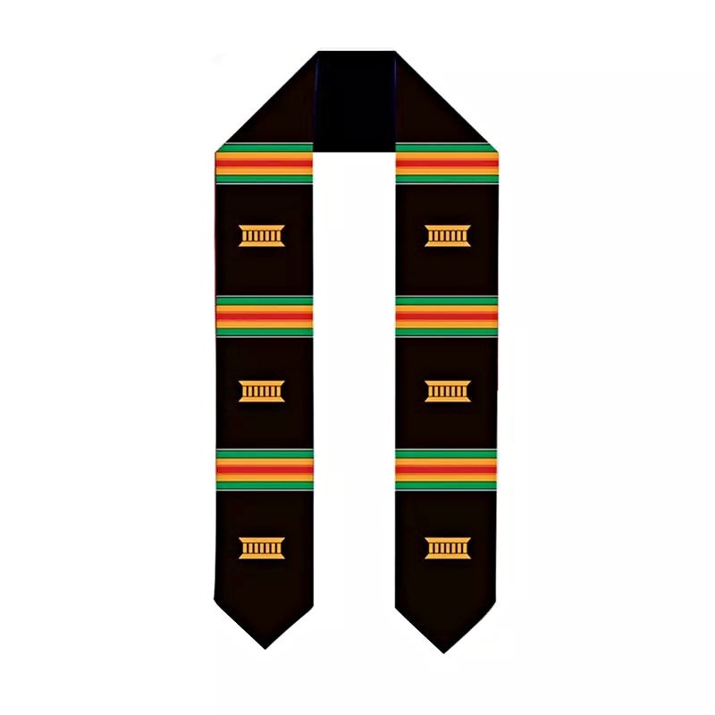 DOUBLE SIDED African Student Graduation Stole / Kente Stole / African American Graduation Sash / African print graduation shawl with tassel