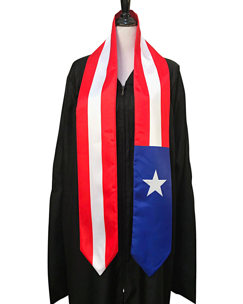 DOUBLE SIDED Puerto Rico flag Graduation stole / Puerto Rico flag graduation sash / Puerto Rican International Student Abroad