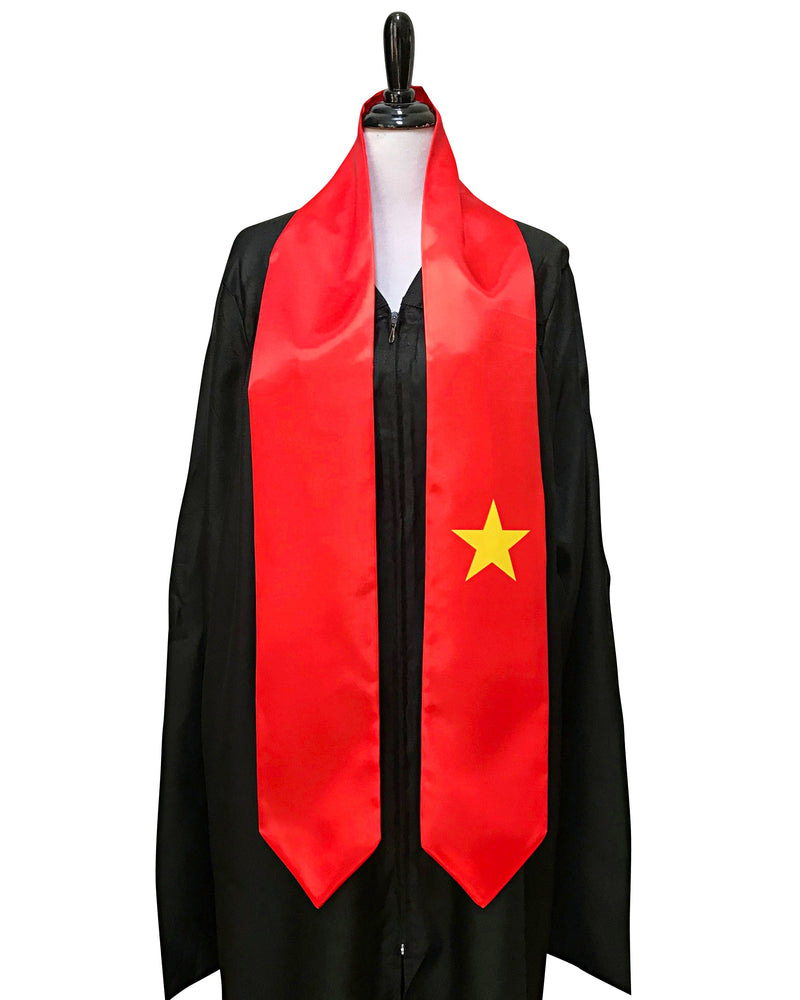 DOUBLE SIDED Vietnam flag Graduation stole / Vietnam flag graduation sash / Vietnamese International Student Abroad / Vietnam flag scarf