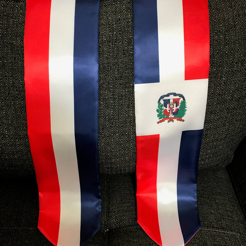 DOUBLE SIDED Dominican flag Graduation stole / Dominican flag graduation sash / Dominican Republic International Student Abroad flag scarf