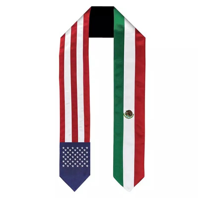 Mexican American mix flags Graduation stole / USA Mexico flag graduation sash / Flag Graduation stole / United States Mexico flag scarf