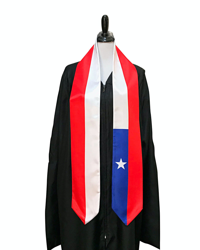 DOUBLE SIDED Chile flag Graduation stole / Chile flag graduation sash / Chilean International Student Abroad / Chile flag scarf