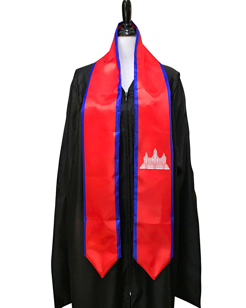 DOUBLE SIDED Cambodia flag Graduation stole / Cambodia flag graduation sash / Cambodian International Student Abroad / Cambodia flag scarf
