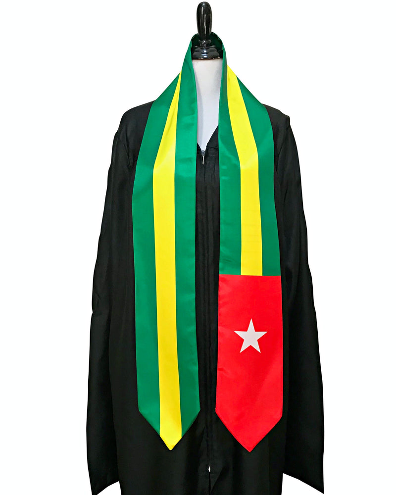 DOUBLE SIDED Togo flag Graduation stole / Togo flag graduation sash / Togolese International Student Abroad / Togo flag scarf / Togo shawl