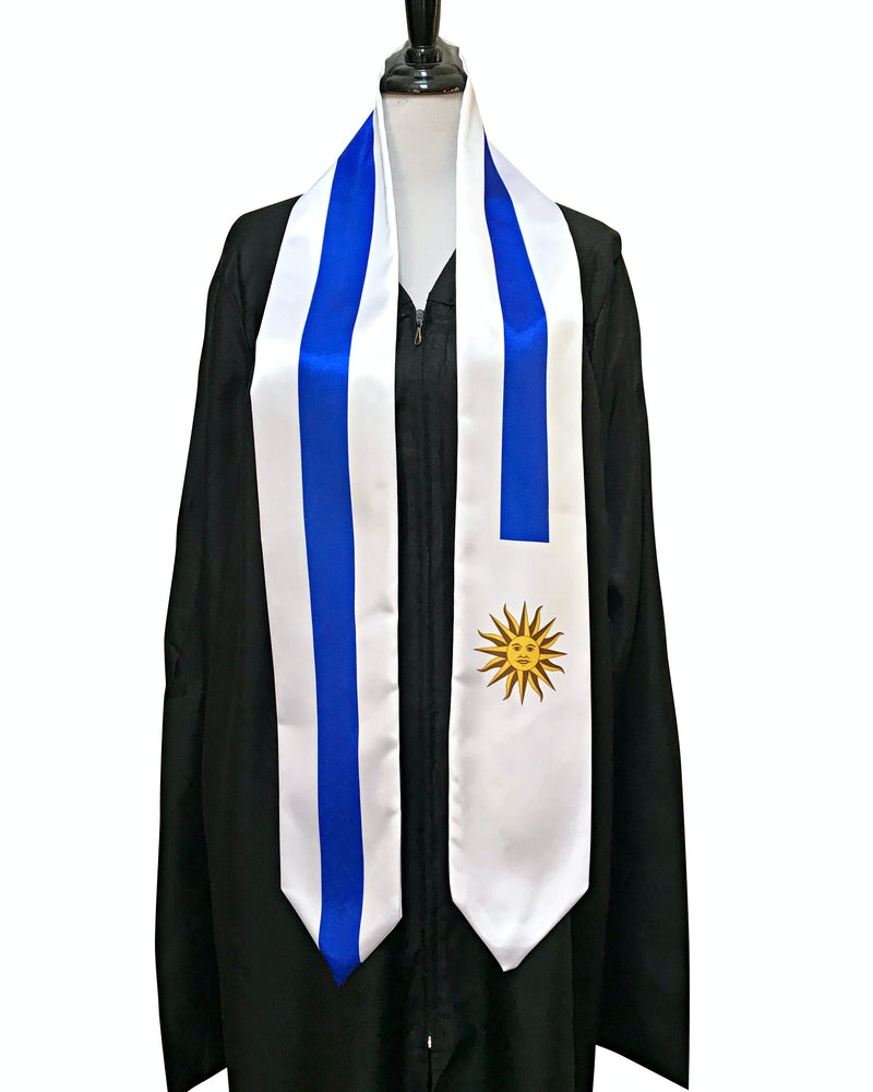 DOUBLE SIDED Uruguay flag Graduation stole / Uruguay flag graduation sash / Uruguay International Student Abroad / Uruguay flag scarf