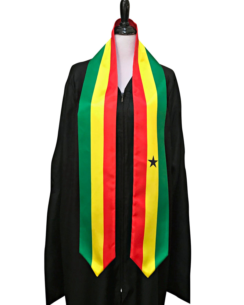 DOUBLE SIDED Ghana flag Graduation stole / Ghana flag graduation sash / Ghanian International Student Abroad / Ghana flag scarf