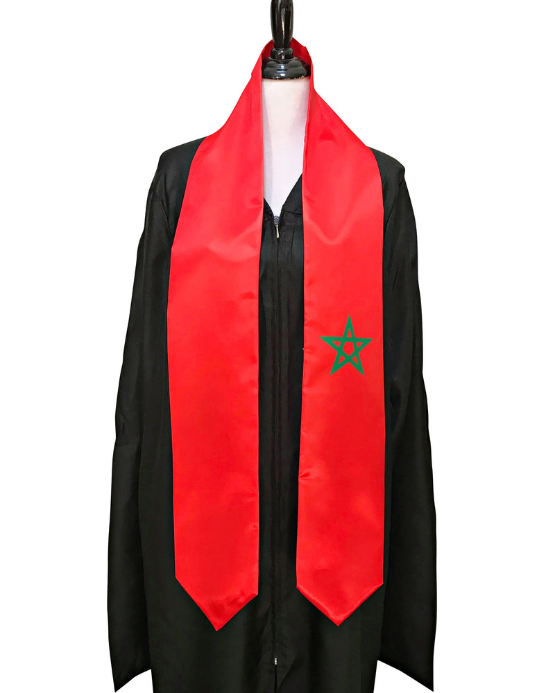 DOUBLE SIDED Morocco flag Graduation stole / Morocco flag graduation sash / Moroccan International Student Abroad / Morocco flag scarf