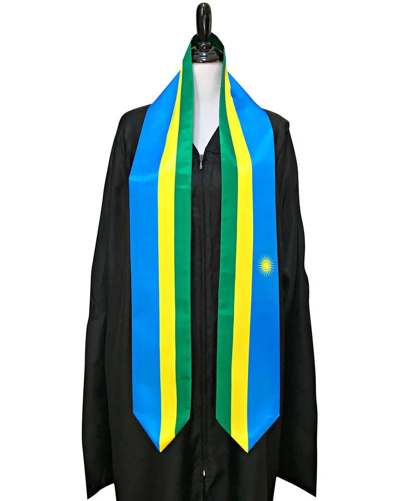 DOUBLE SIDED Rwanda flag Graduation stole / Rwanda flag graduation sash / Rwandese International Student Abroad / Rwanda flag scarf