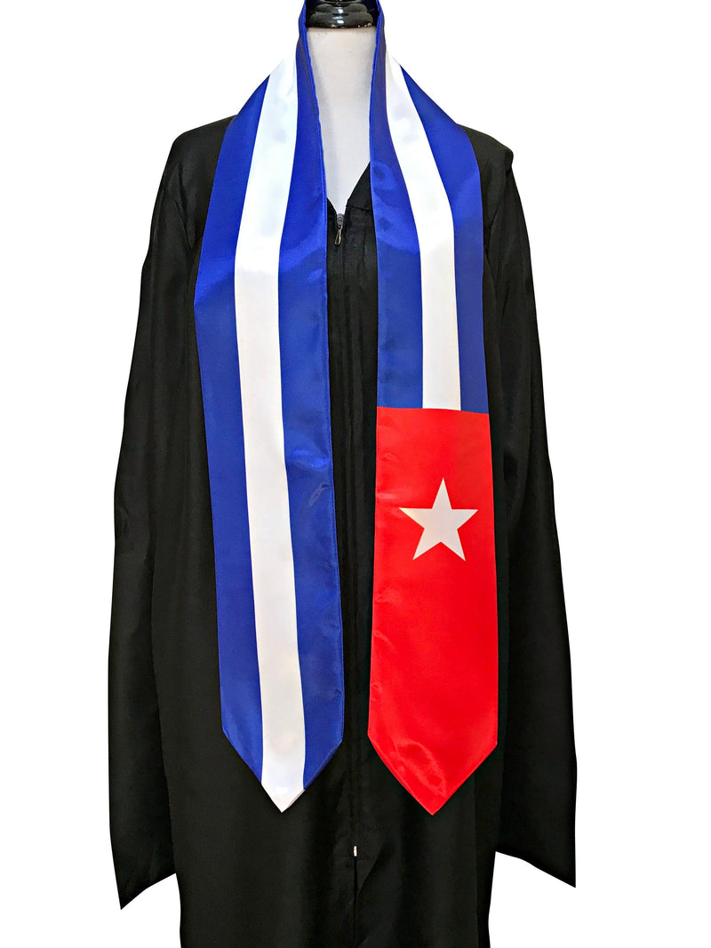 DOUBLE SIDED Cuba flag Graduation stole / Cuba flag graduation sash / Cuban International Student Abroad / Cuba flag scarf / Cuba flag shawl