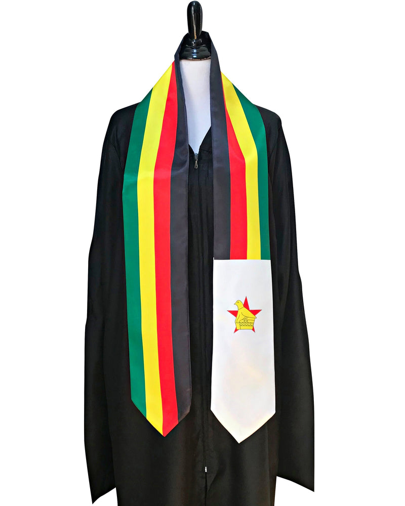 DOUBLE SIDED Zimbabwe flag Graduation stole / Zimbabwe flag graduation sash / Zimbabwean International Student Abroad / Zimbabwe flag scarf