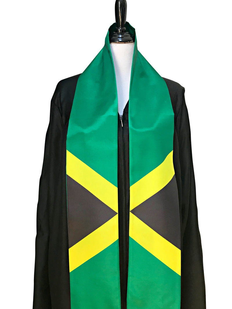 DOUBLE SIDED Jamaica flag Graduation stole / Jamaica flag graduation sash / Jamaican International Student Abroad / Jamaica flag scarf