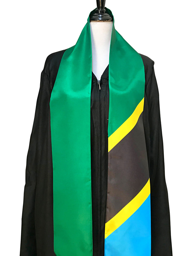 DOUBLE SIDED Tanzania flag Graduation stole / Tanzania flag graduation sash / Tanzanian International Student Abroad / Tanzania flag scarf