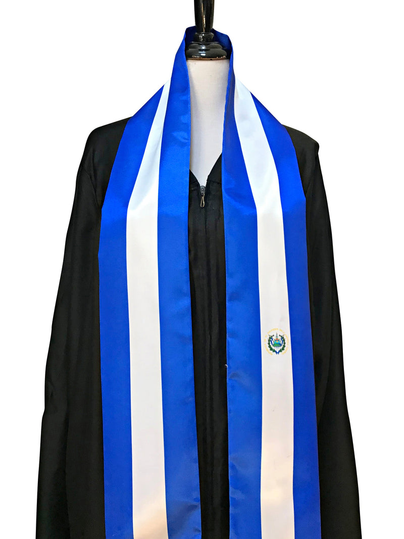 DOUBLE SIDED El Salvador flag Graduation stole / El Salvador flag graduation sash / Salvadoran International Student Abroad flag scarf